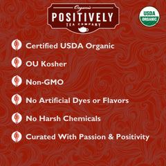 Organic Positively Tea Company English Breakfast being poured into a cup with smooth aroma