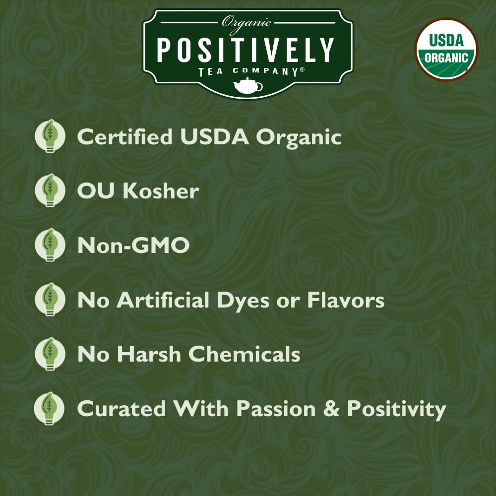 Organic Positively Tea Company pinhead gunpowder brew in cup with bright aromas