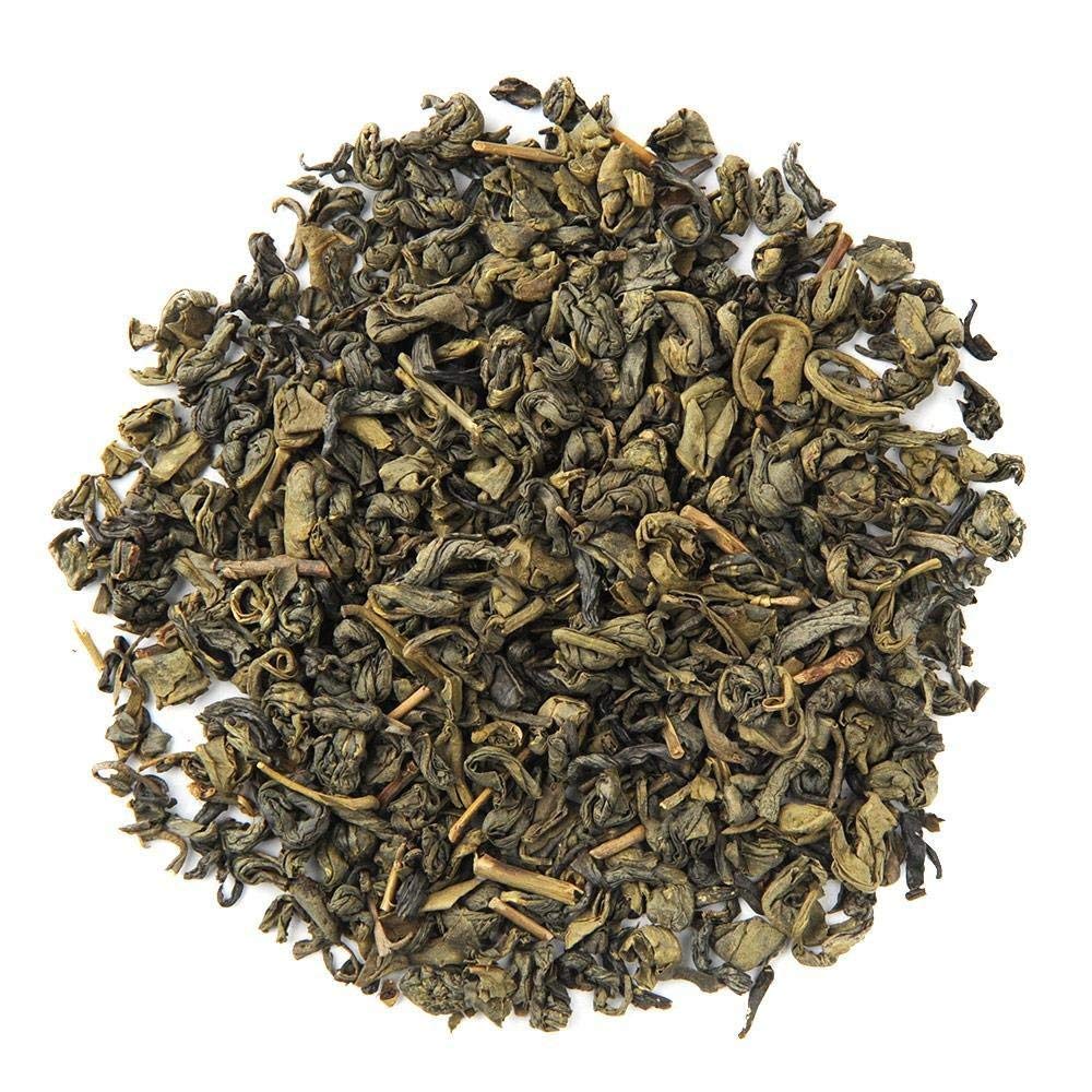 Organic Positively Tea Company pinhead gunpowder steeping setup for easy mornings