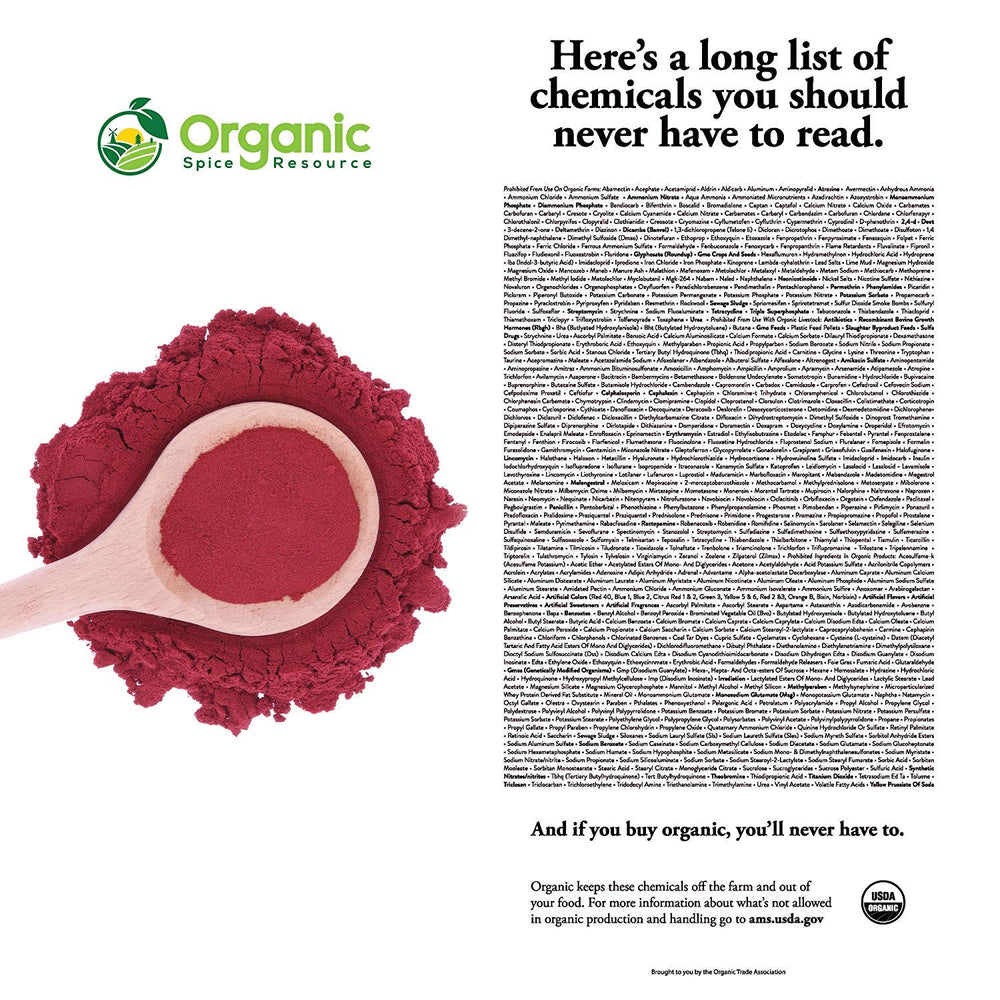 Organic Spice Resource beet root powder in a baking setup for nutritious boosts