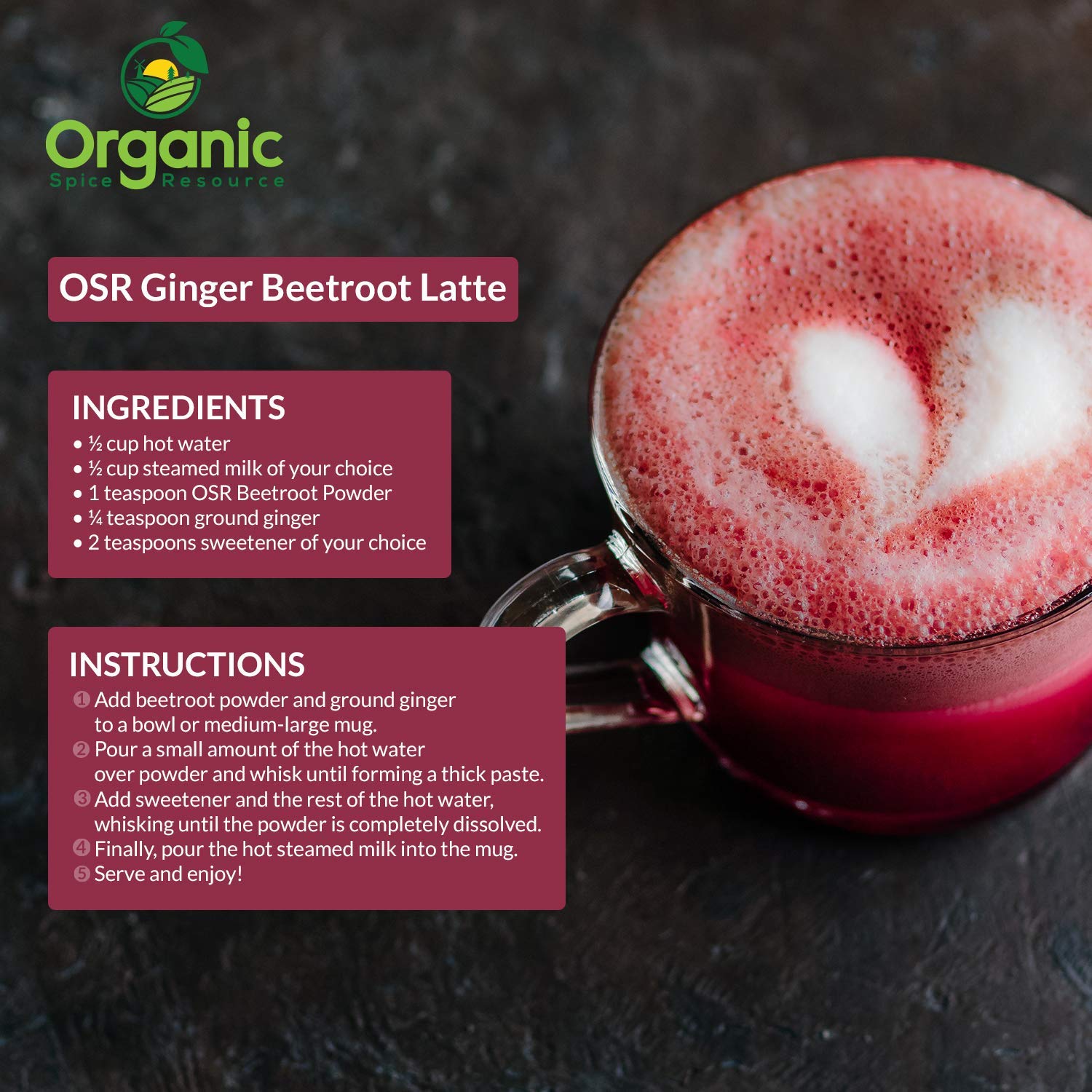 Organic Spice Resource beet root powder smoothie with vibrant color