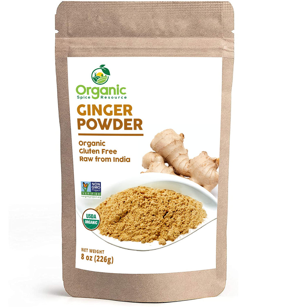 Organic Spice Resource Ginger Powder bag front, premium pantry staple for baking and cooking