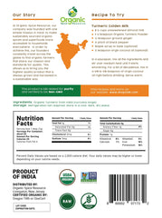 OSR Organic Turmeric Powder label highlights high curcumin content.