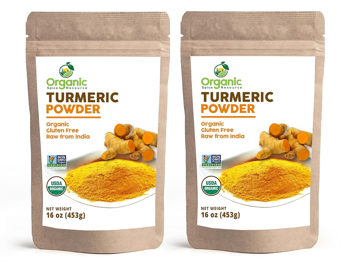 OSR Organic Turmeric Powder pack close-up in kraft bag for freshness.