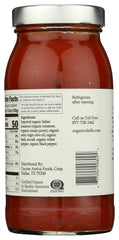 Organico Bello label close-up emphasizing organic and gluten-free promise.
