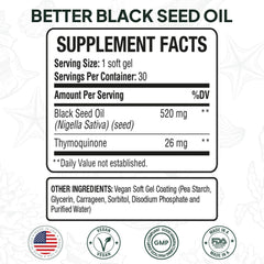 Organics Ocean Better Black Seed Oil capsules close-up highlighting potency