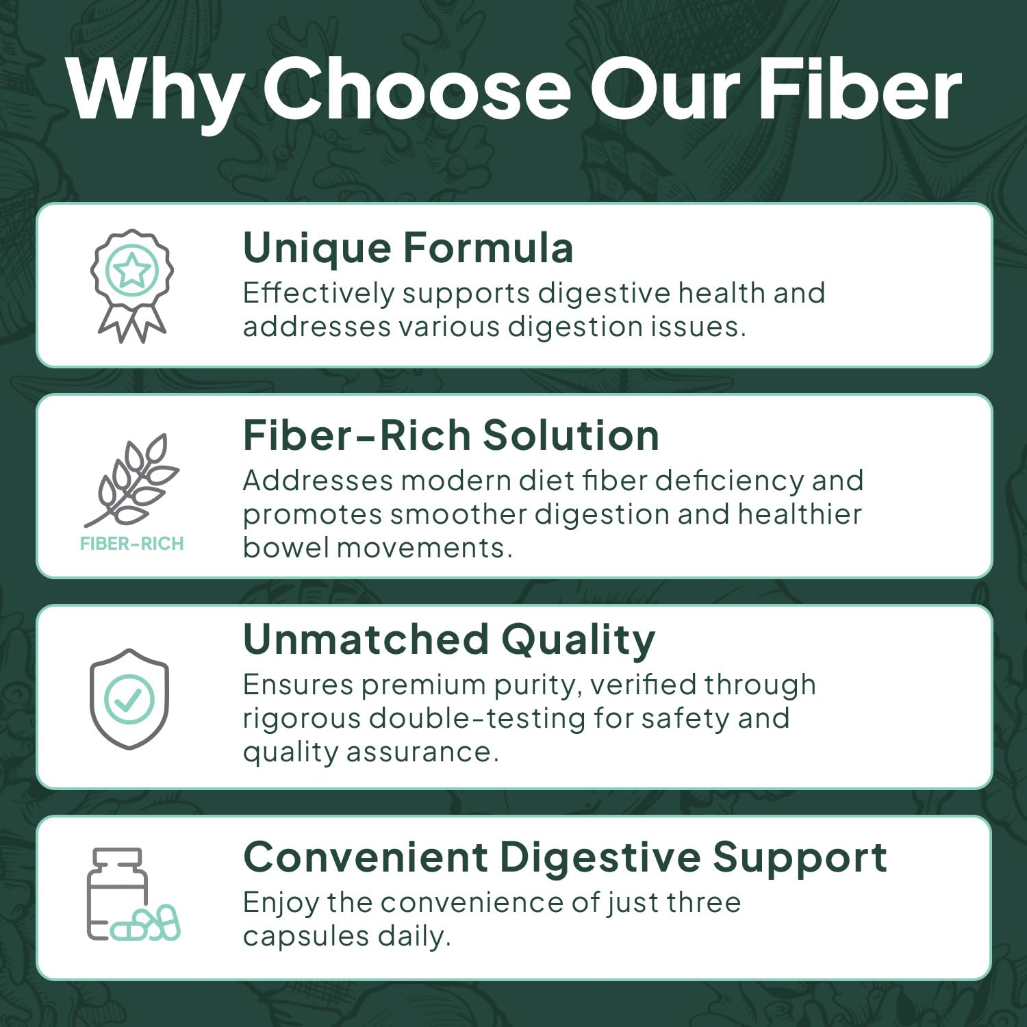 Organics Ocean Better Fiber bottle shows three capsules per day