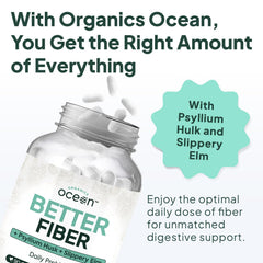Organics Ocean Better Fiber psyllium husk focus indicates natural digestion support