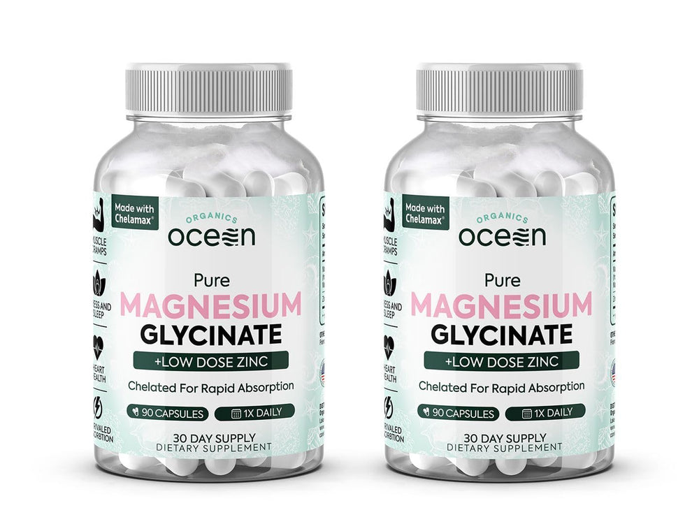 Organics Ocean Magnesium Glycinate bottle with easy-to-swallow capsules for daily support.