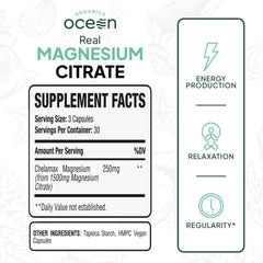 Organics Ocean Real Magnesium Citrate capsules pouring, symbolizing rapid absorption