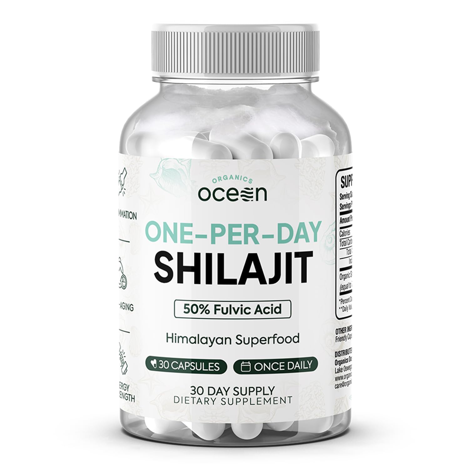 Organics Ocean Shilajit bottle for easy daily use and energy support.
