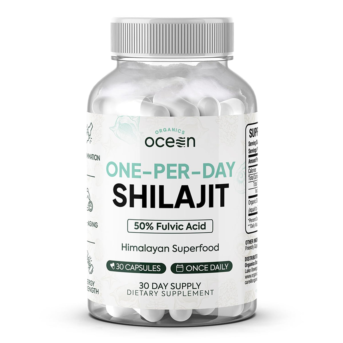 Organics Ocean Shilajit bottle for easy daily use and energy support.