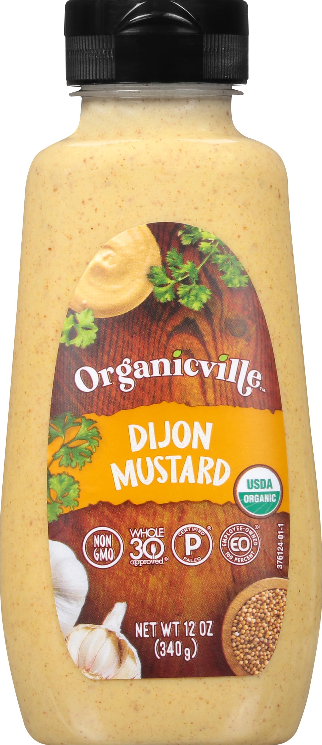 Organicville Dijon mustard bottle highlighting bold organic flavor for sandwiches.