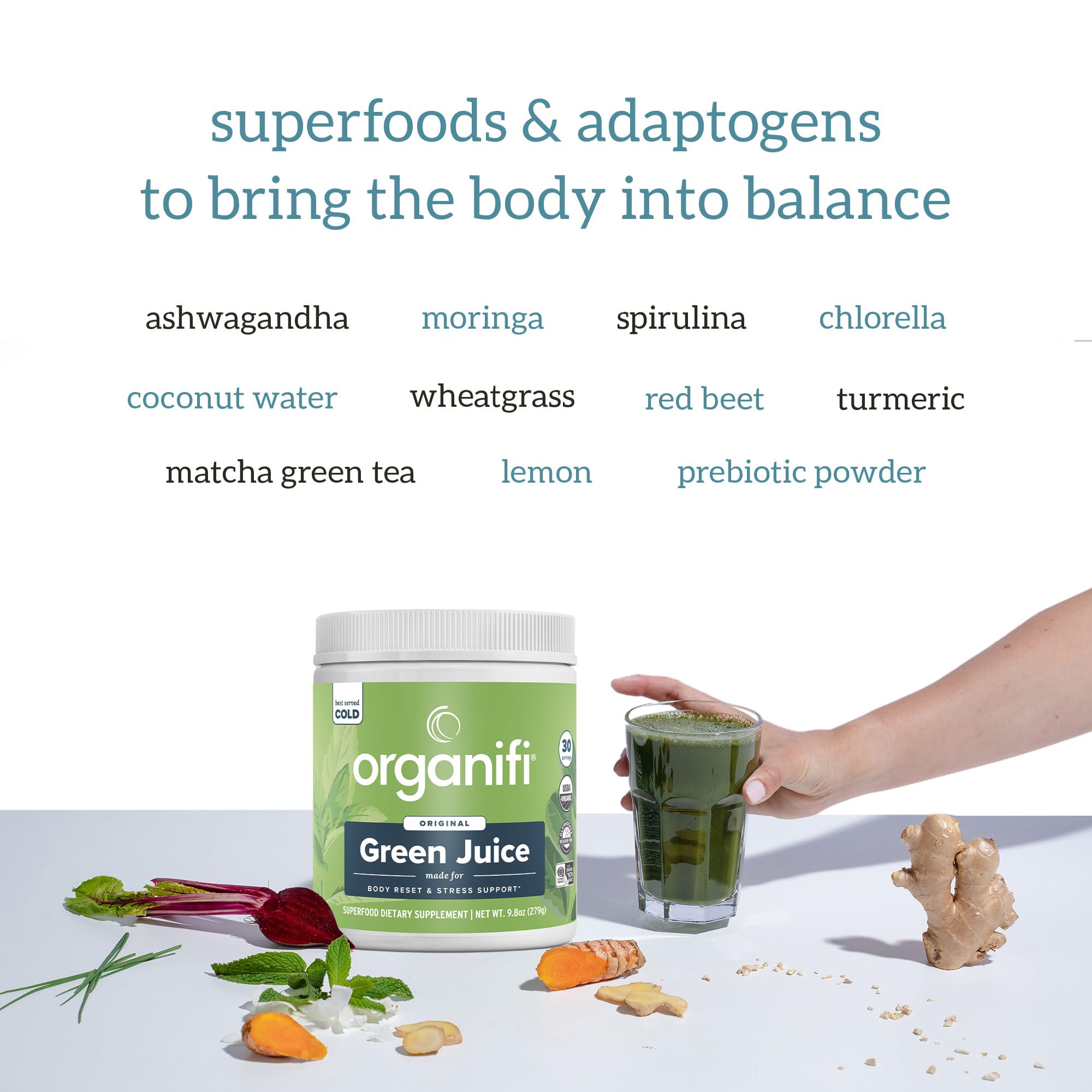 Morning routine with Organifi Green Juice for energy.