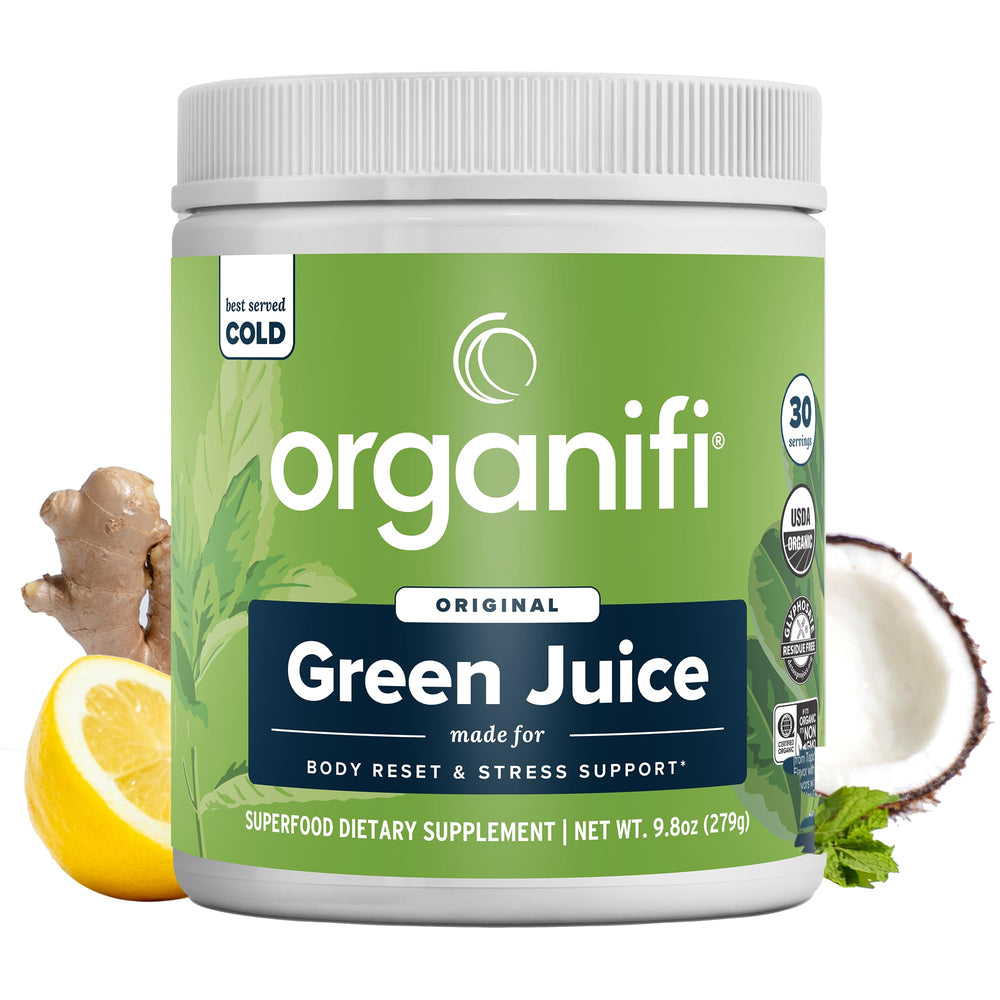 Organifi Green Juice tub front view for daily wellness.