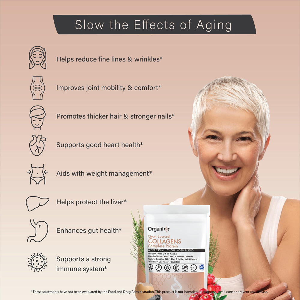 Organixx unflavored collagen powder with smooth mixing.