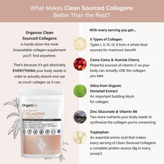 Organixx collagen powder stirred into a morning drink.
