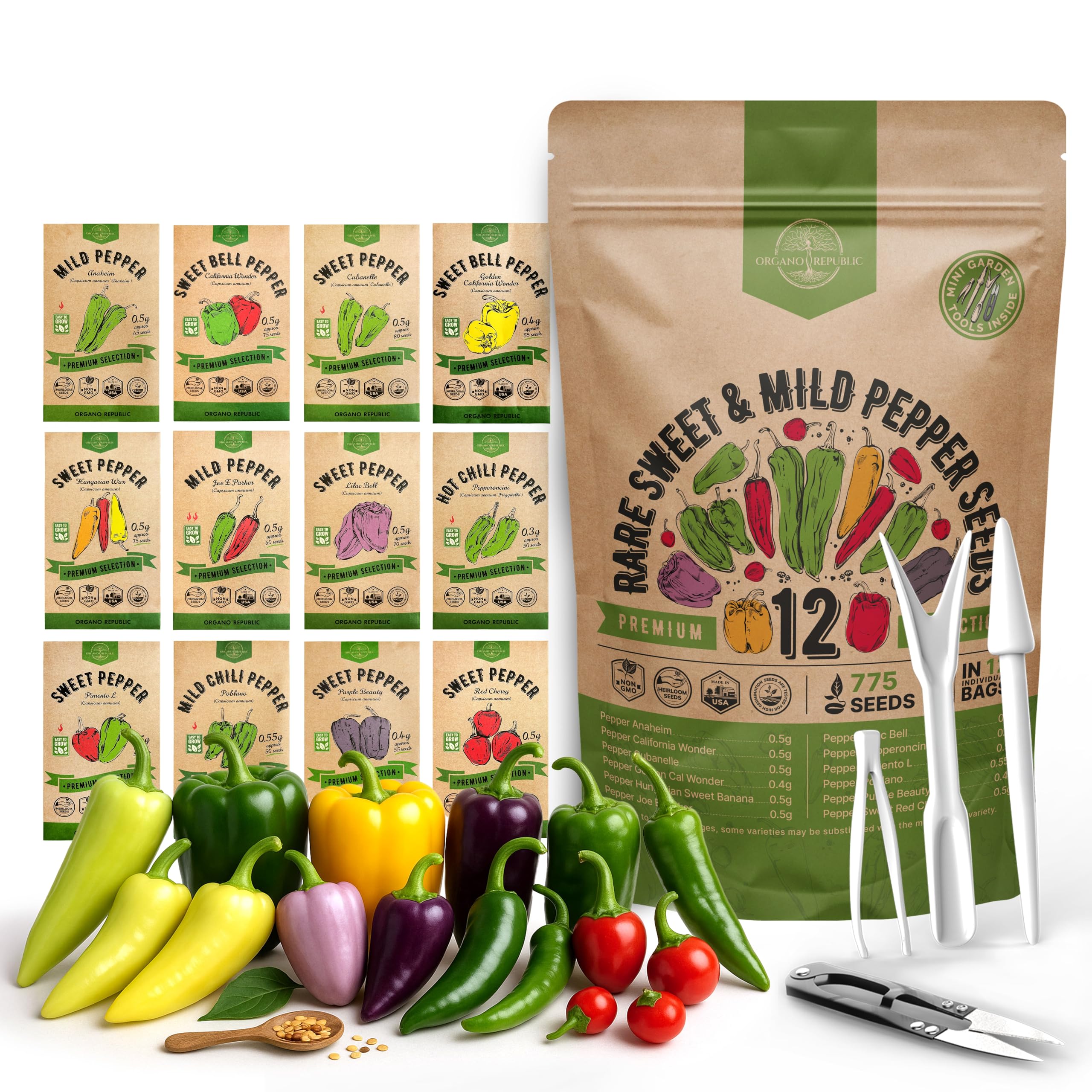 Organo Republic Anaheim pepper seed image for home garden growth and fresh harvest