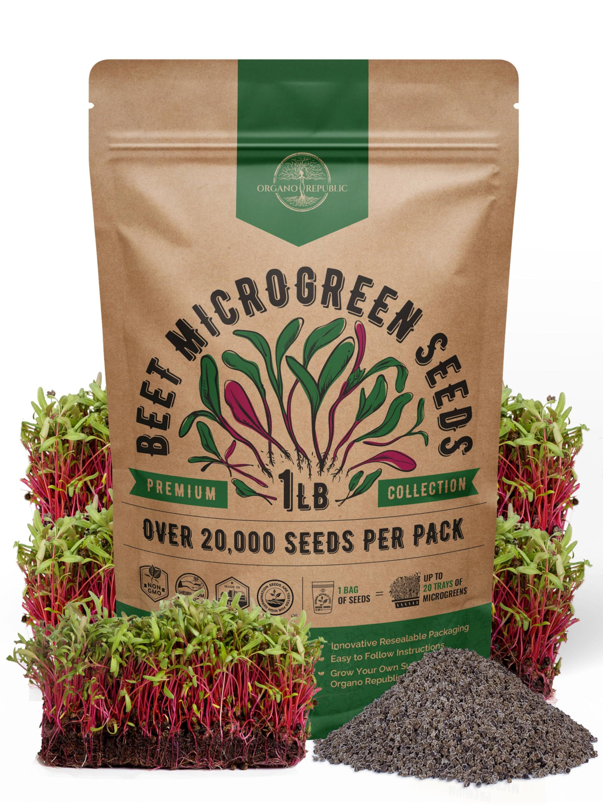 Organo Republic beet sprouting seeds bulk bag for easy planting and long freshness