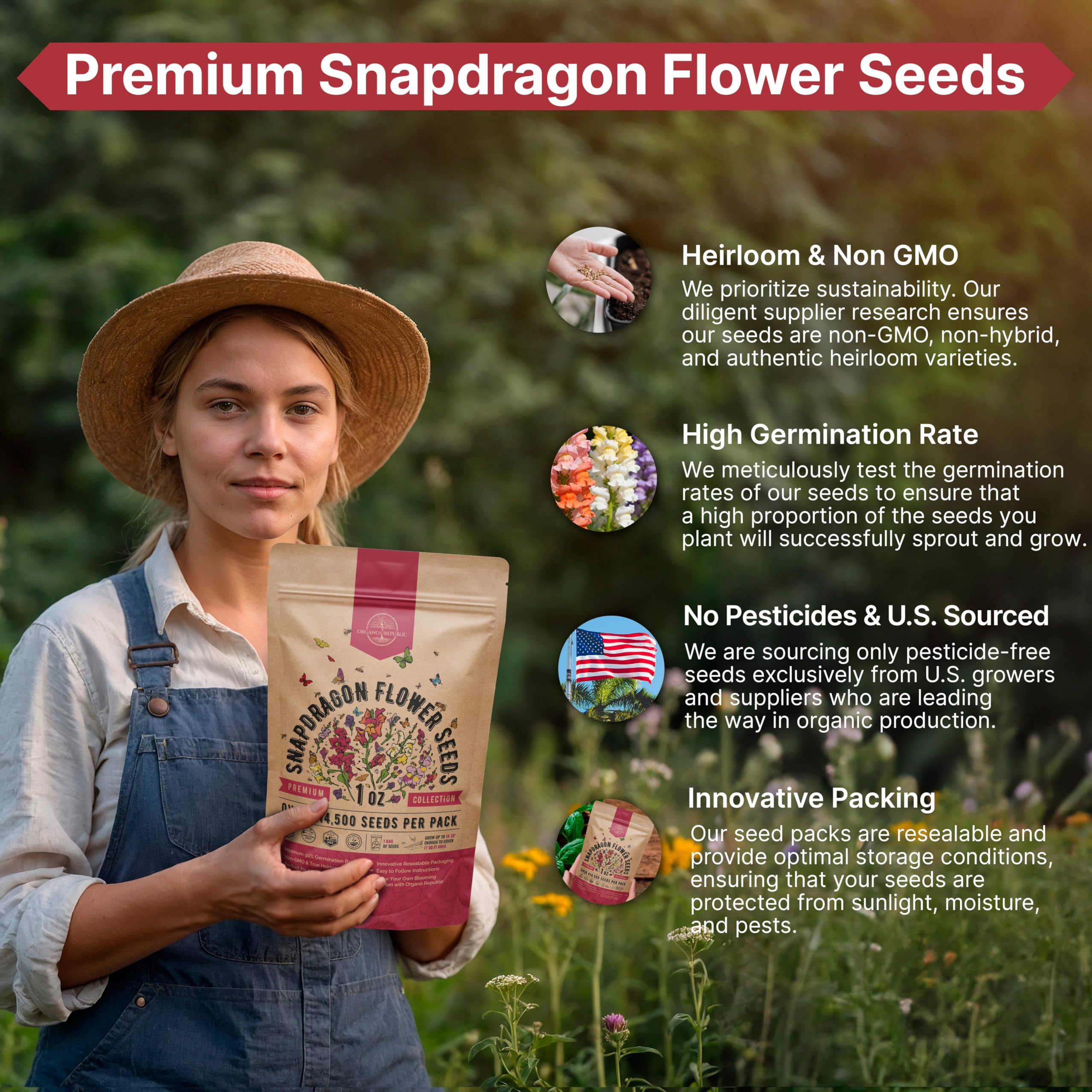 Organo Republic made in USA family-owned facility sources and packages these seeds.