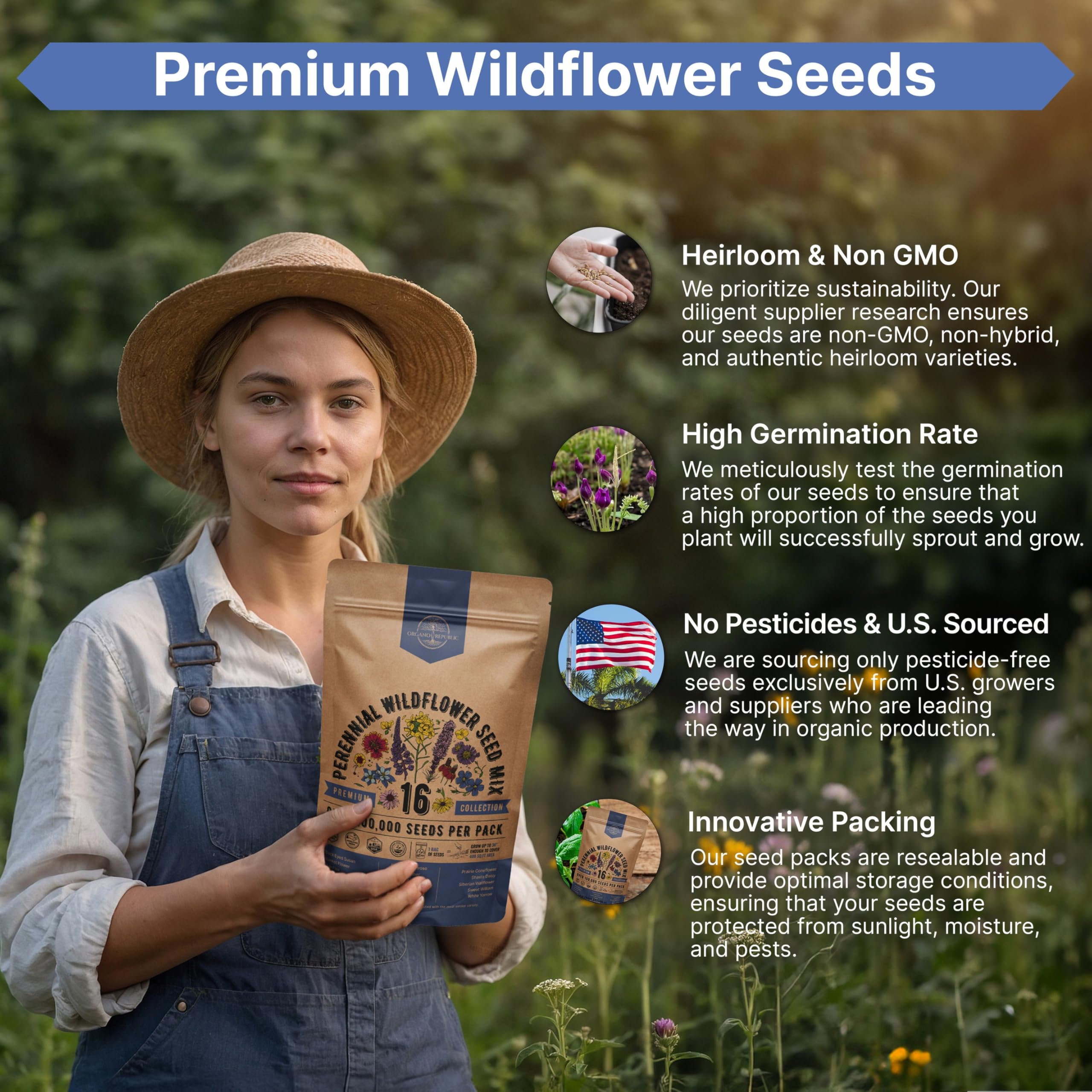 USA-made, family-owned Organo Republic seeds representing quality and care.