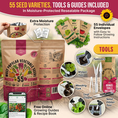 Organo Republic seed packets with QR guides for growing tips.