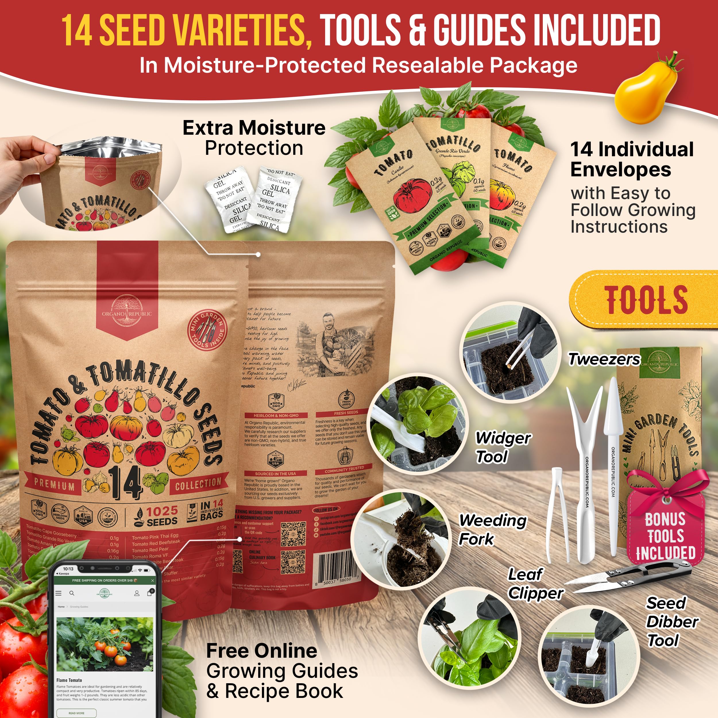 Organo Republic waterproof seed pouch keeps seeds dry and ready for planting