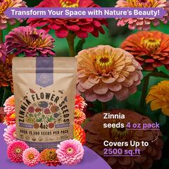 Organo Republic Zinnia Seeds Pack QR-code emphasizes online growing guide.
