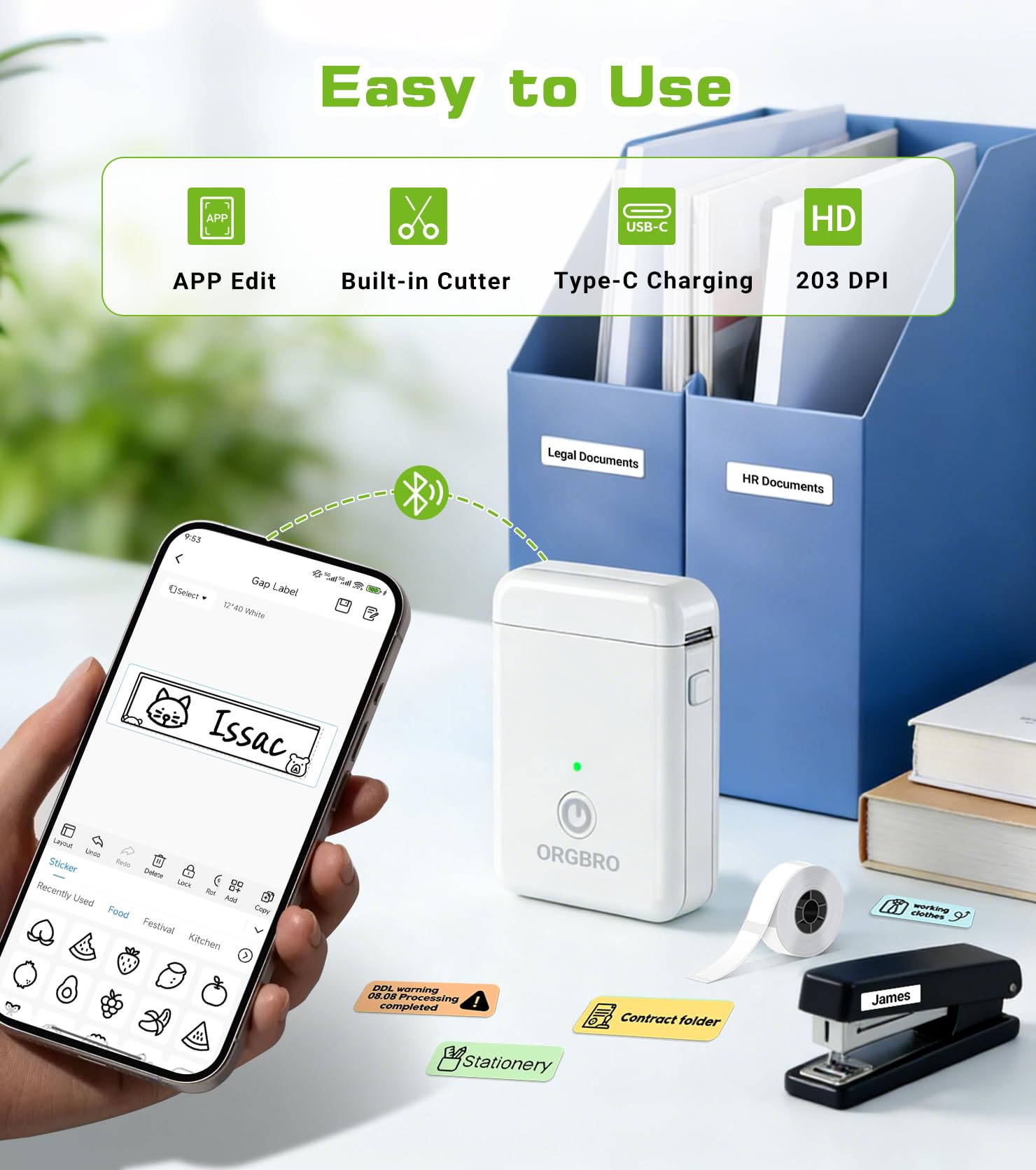 XeasyLabel app with multilingual templates on ORGBRO X1.