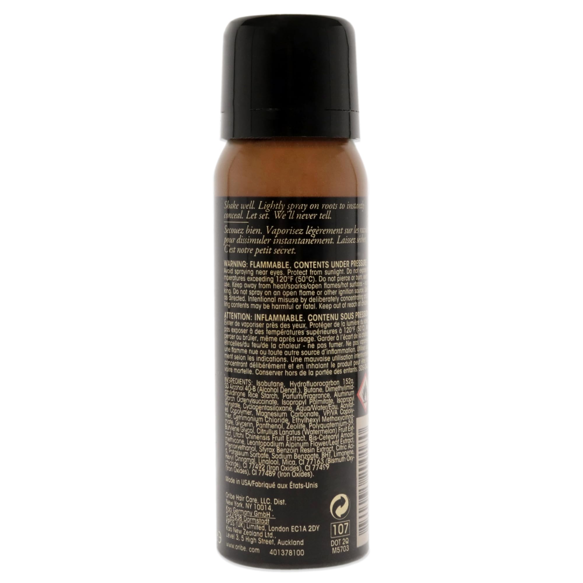 Oribe root touch up spray in light brown used to refresh color between appointments