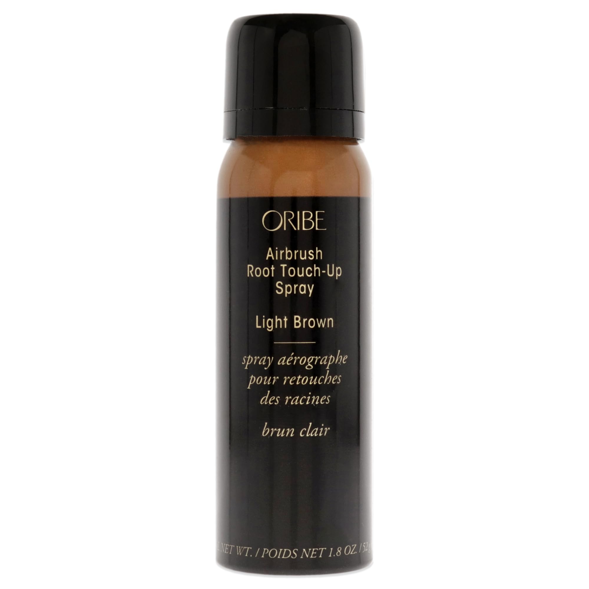 Oribe Airbrush Root Touch Up Spray Light Brown close-up bottle for seamless greys coverage