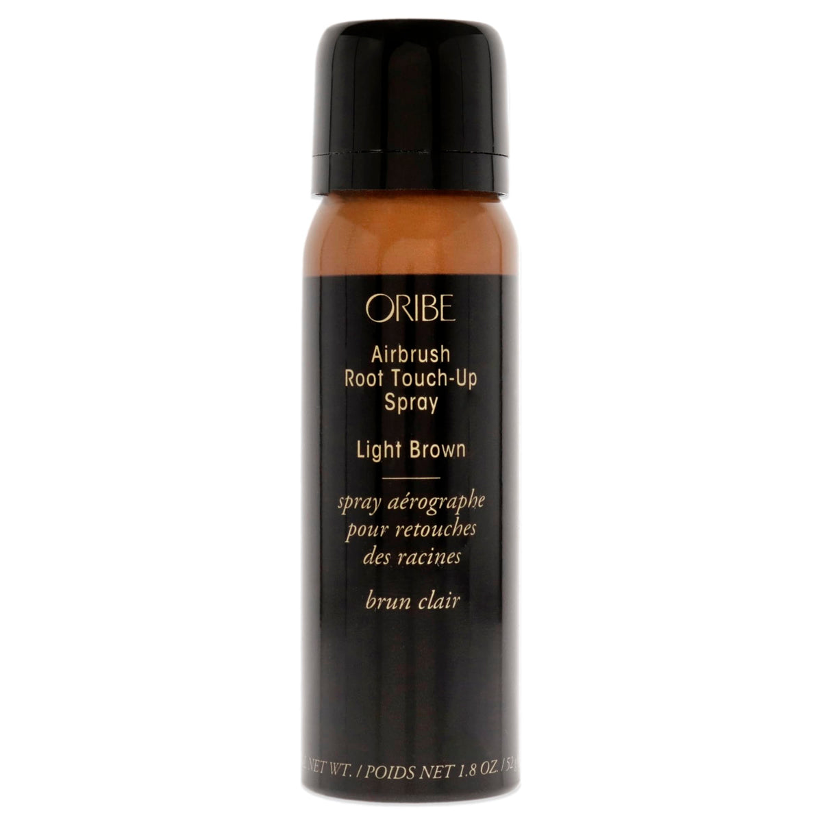Oribe Airbrush Root Touch Up Spray Light Brown close-up bottle for seamless greys coverage