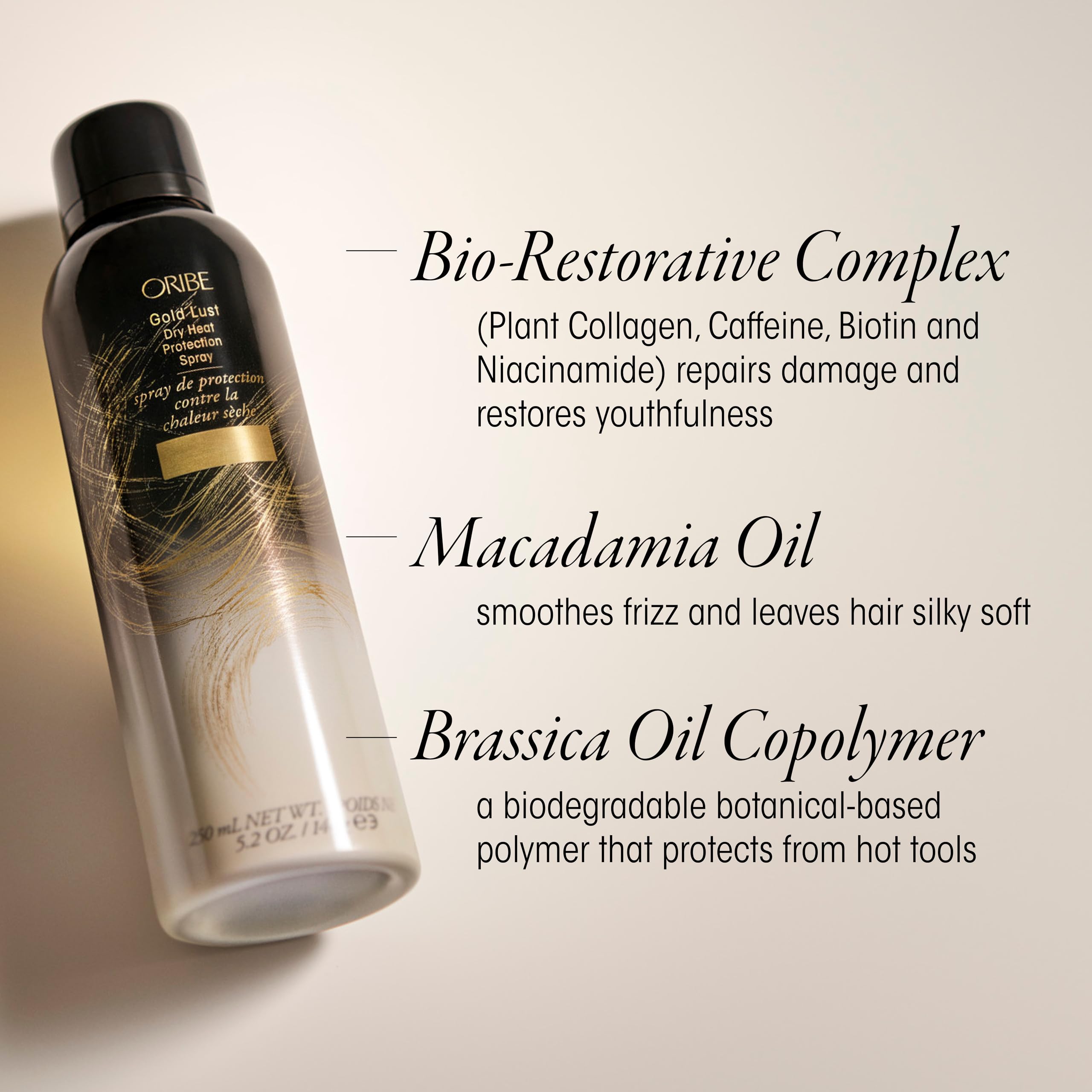 Oribe Gold Lust front label detail highlighting premium protection