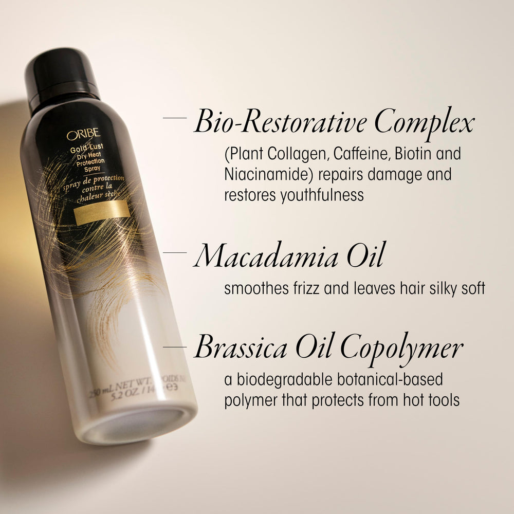 Oribe Gold Lust front label detail highlighting premium protection
