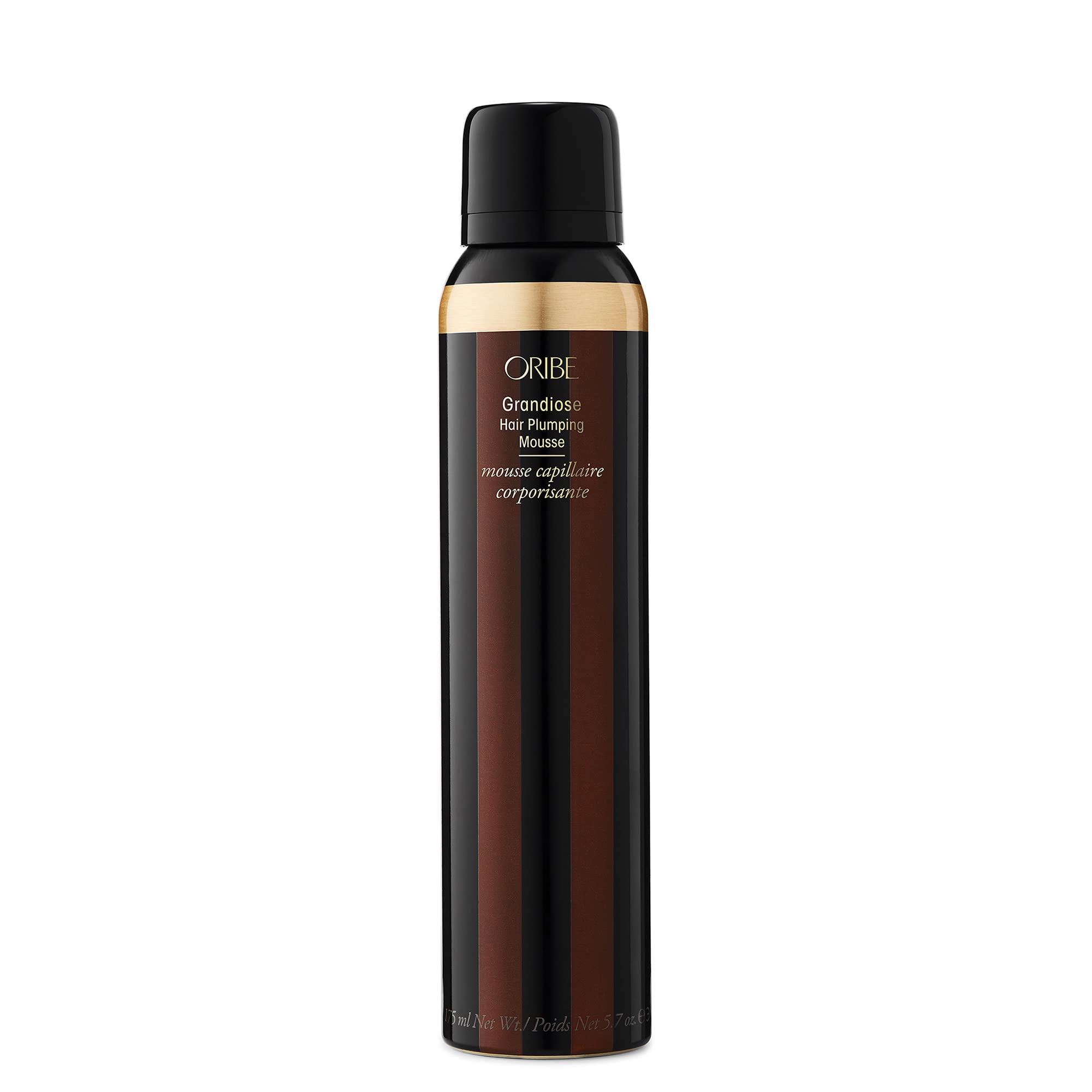 Oribe Grandiose Mousse bottle for voluminous, crunch-free styling with lasting body.