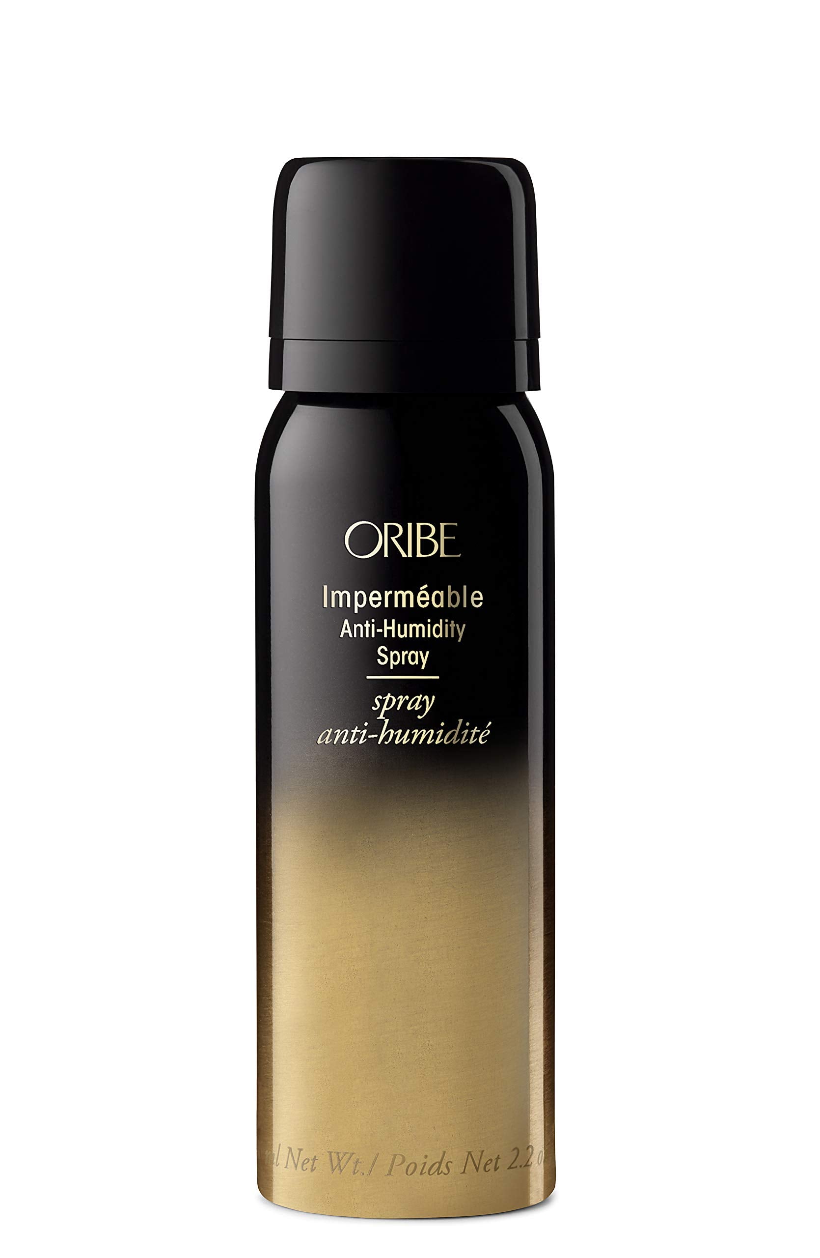 Oribe Impermeable Anti-Humidity Spray bottle detail showing weightless texture and hold.
