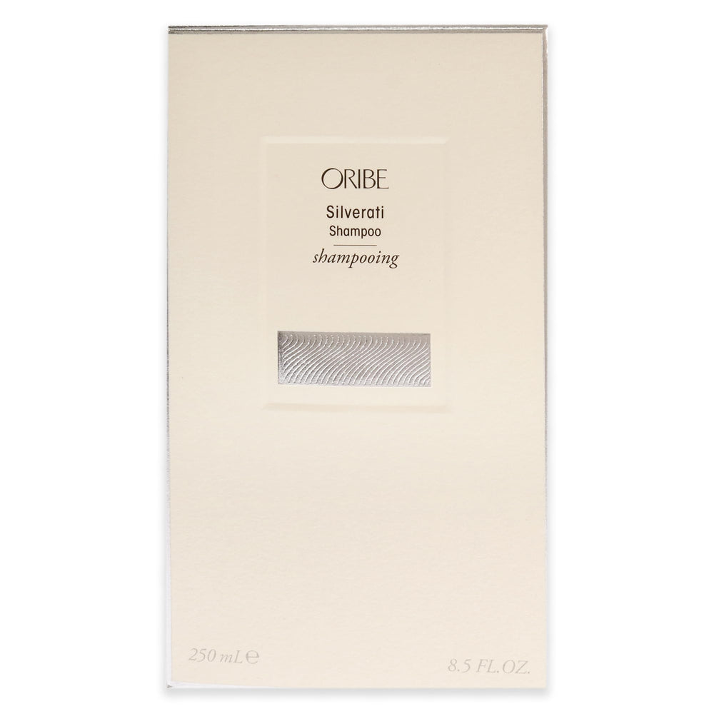 Oribe Silverati packaging with gold label signals premium care.