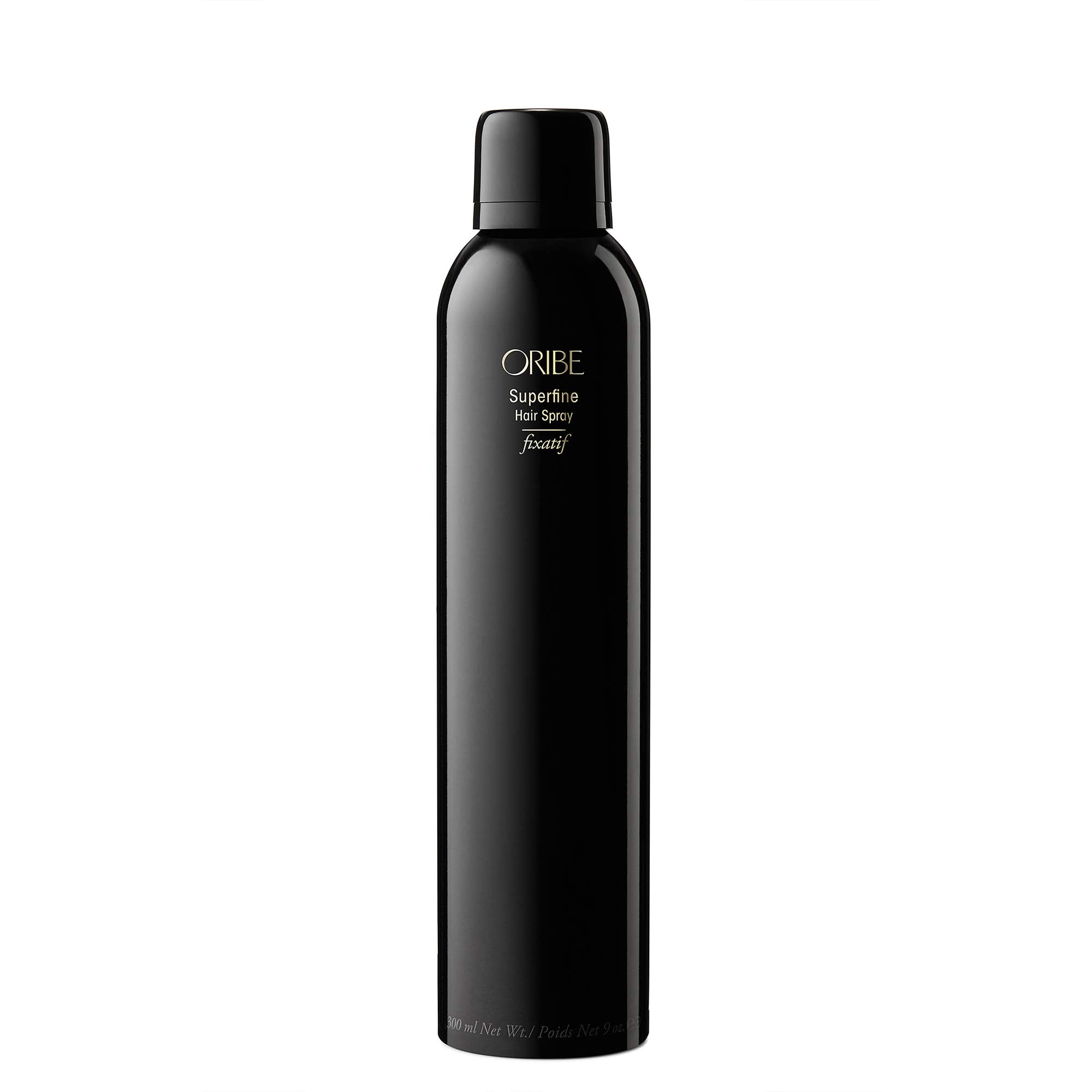 Oribe Superfine bottle close-up showing ultra-dry finish for flexible hold.