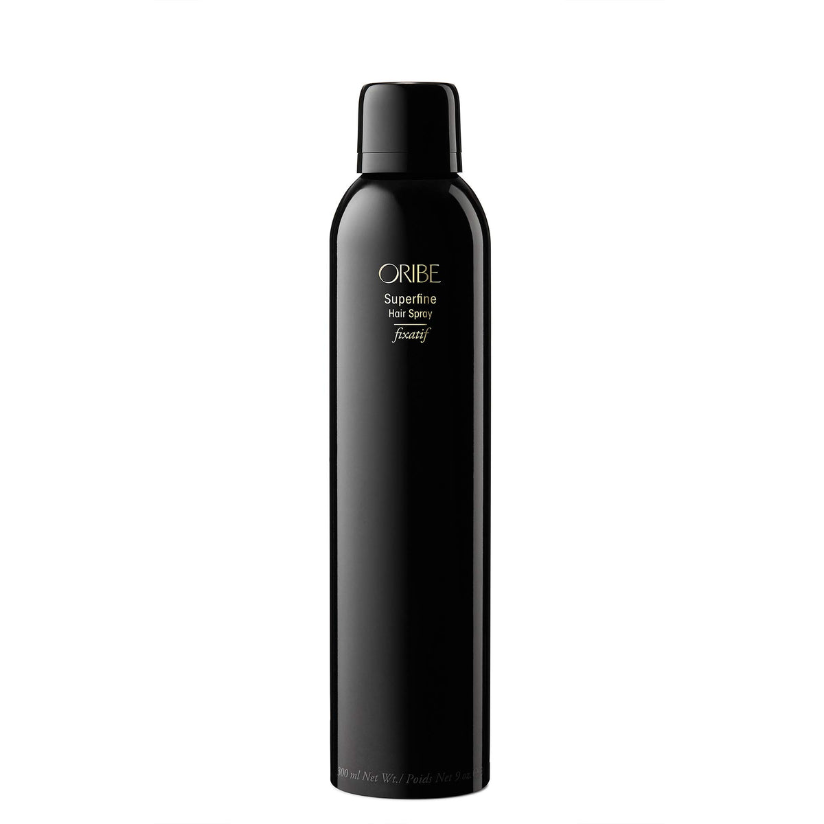 Oribe Superfine bottle close-up showing ultra-dry finish for flexible hold.
