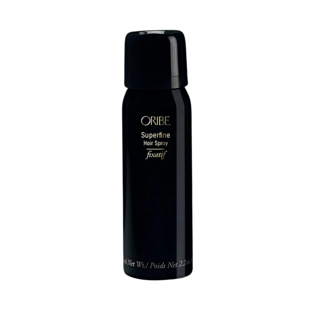 Oribe Superfine Hairspray bottle provides a light-to-medium hold with a sheer finish and UV protection.