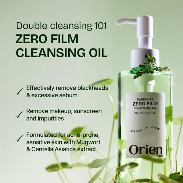 Orien Mugwort Zero Film Cleansing Oil removes makeup without leaving residue.