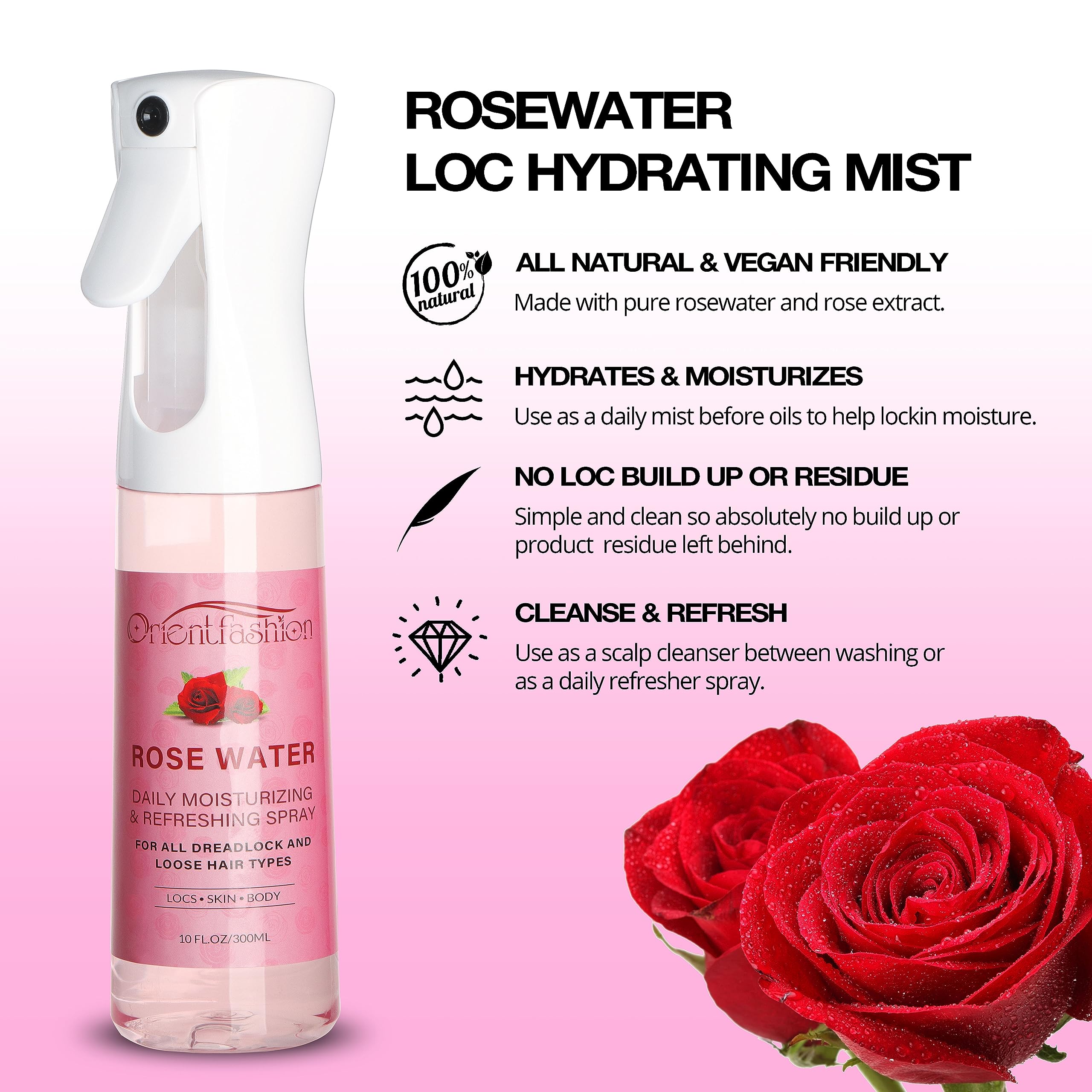 Orientfashion user applying loc spray for dry scalp relief and shine.