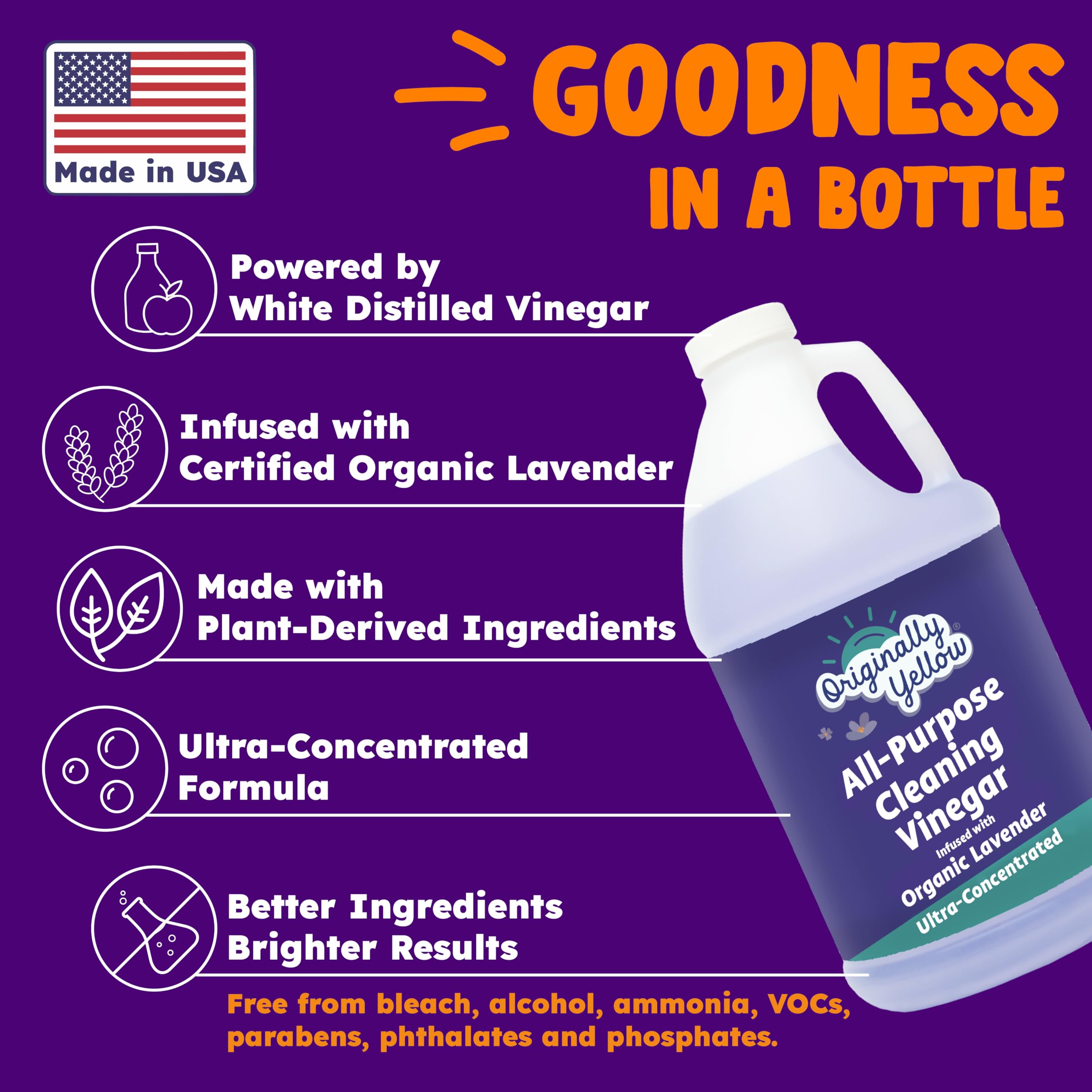Originally Yellow Lavender Vinegar spray bottle for easy misting in kitchens and bathrooms.