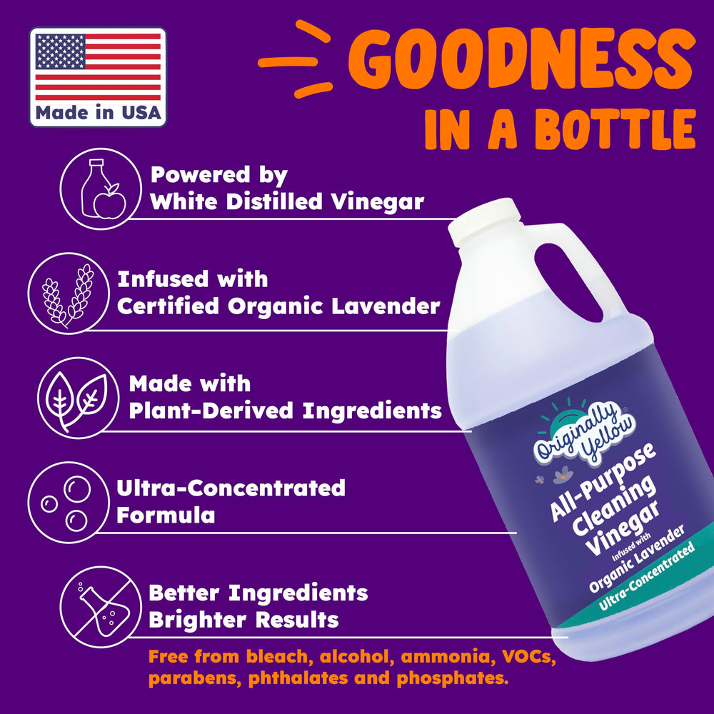 Originally Yellow Lavender Vinegar spray bottle for easy misting in kitchens and bathrooms.