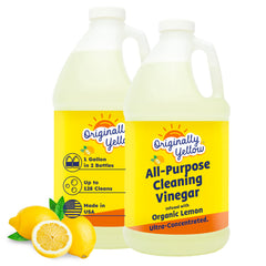 Originally Yellow lemon white vinegar bottle pour for versatile all-purpose cleaning