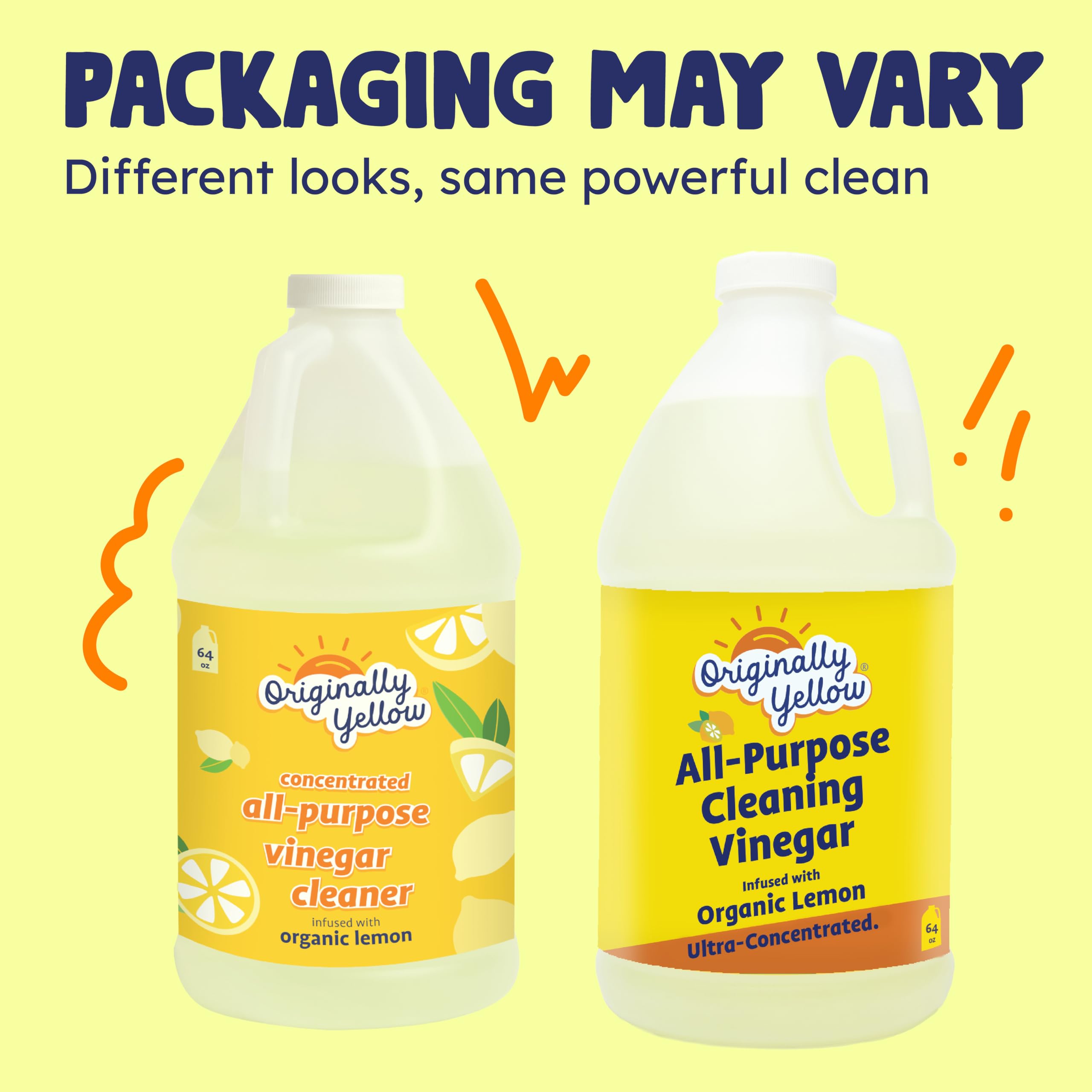 Originally Yellow lemon white vinegar plant-derived ingredients on label