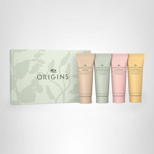 Origins Hand cream tubes closeup reveals silky texture for instant relief.