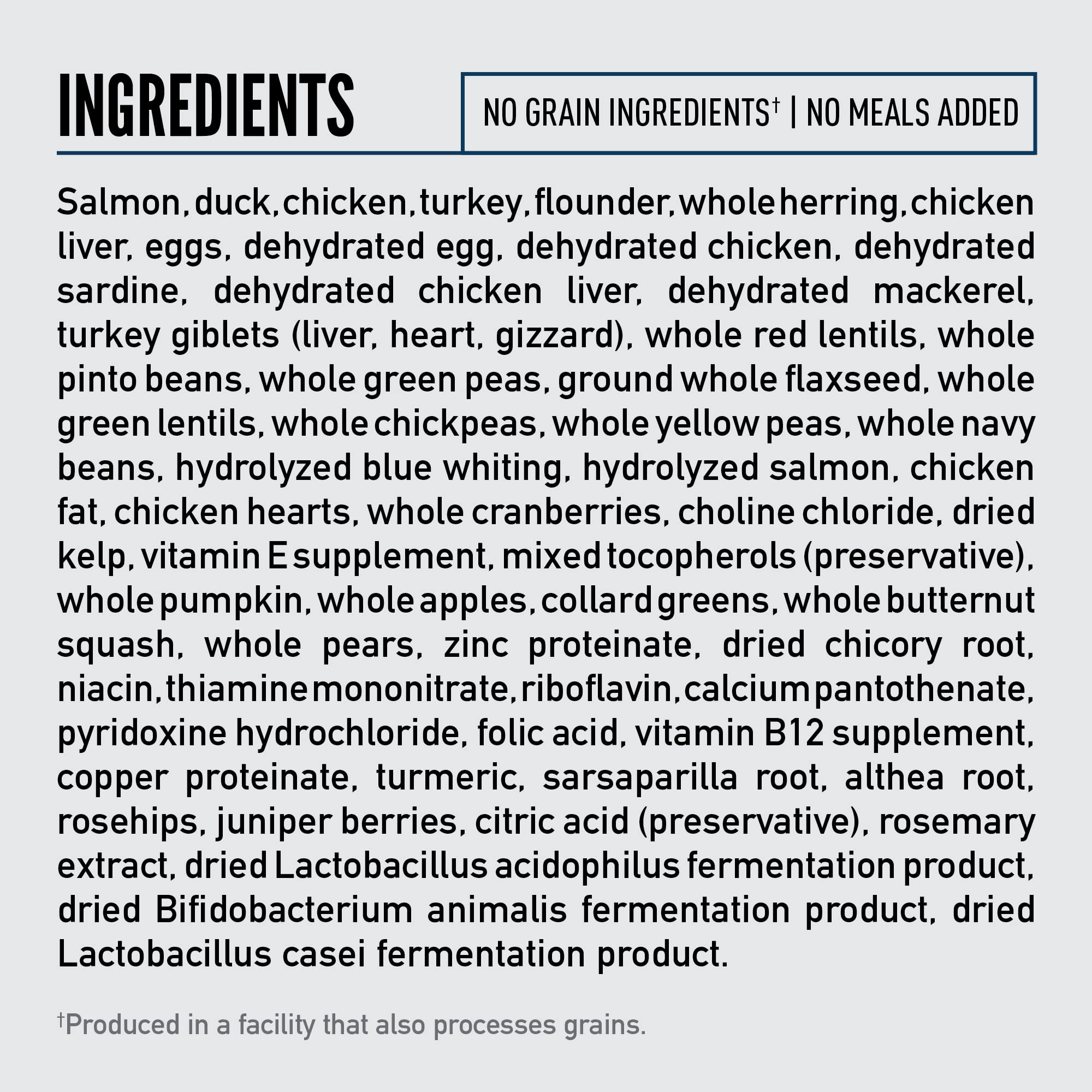 ORIJEN Guardian Senior fresh or raw first five ingredients closeup