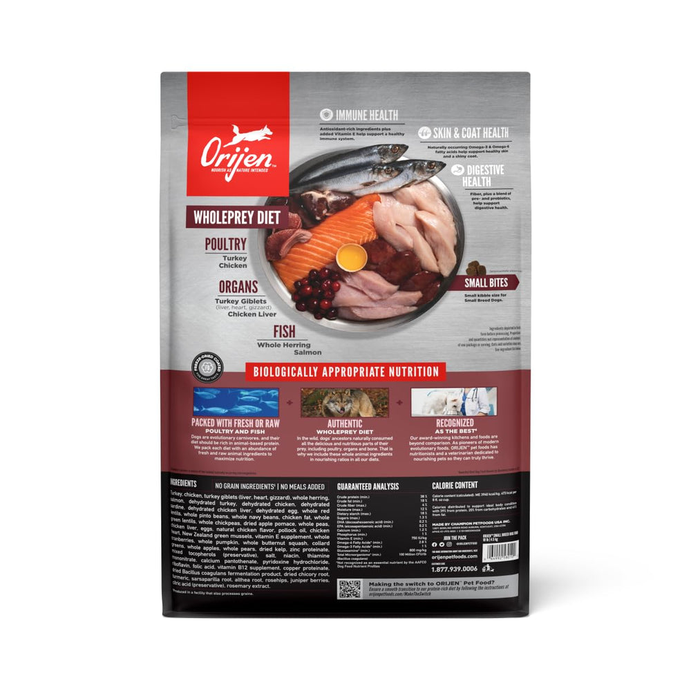 ORIJEN Small Breed kibble shape designed for easy eating by small mouths