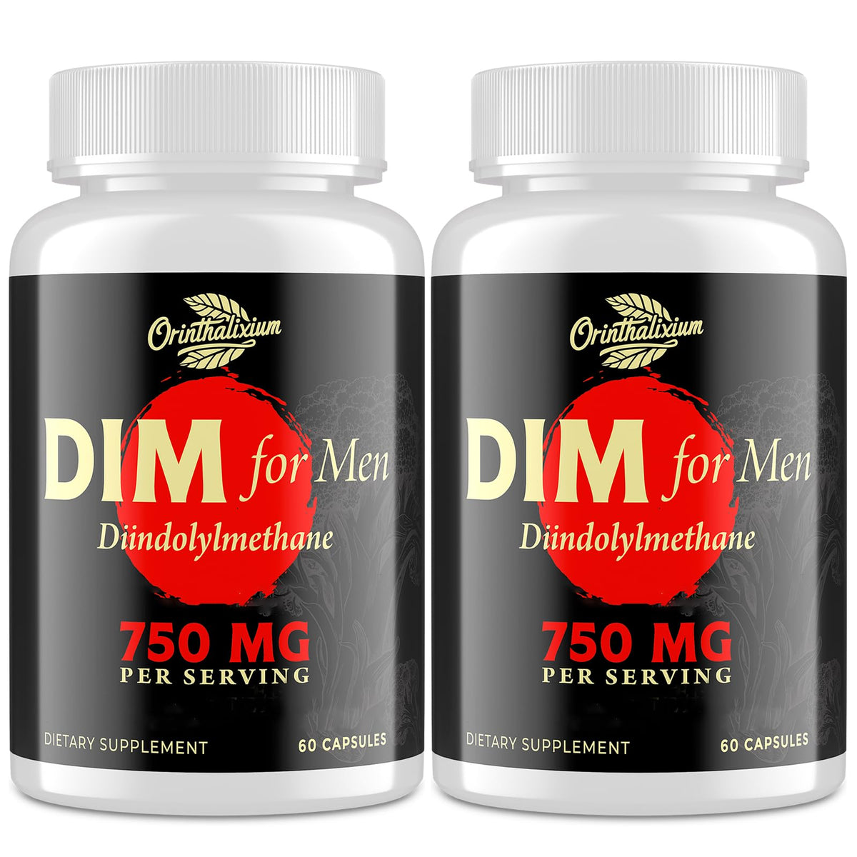 Orinthalixium DIM for Men bottle showcasing easy daily capsules for vitality